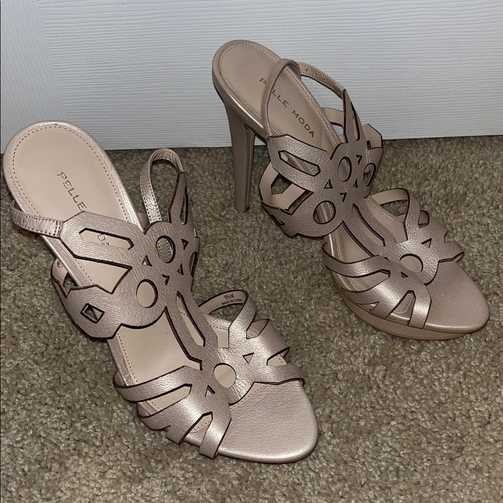 Pelle Moda Rose Gold Cutout Sandals